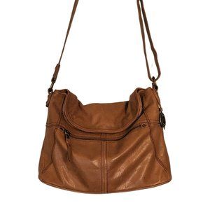 THE SAK Tan Leather Crossbody Foldover Bag